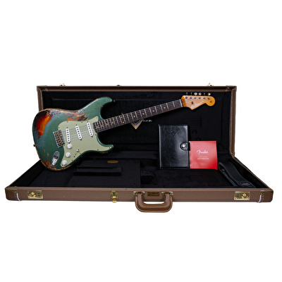 Fender Custom Shop 1961 Stratocaster Super Heavy Relic Aged Sherwood Green Over 3 Ton Sunburst Elektro Gitar